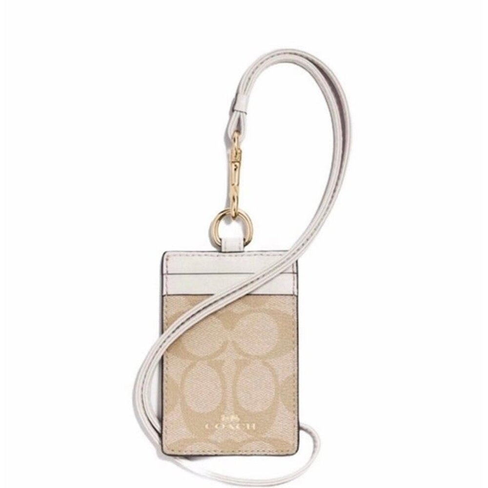 Coach lanyard ID Holder - Khaki Chalk